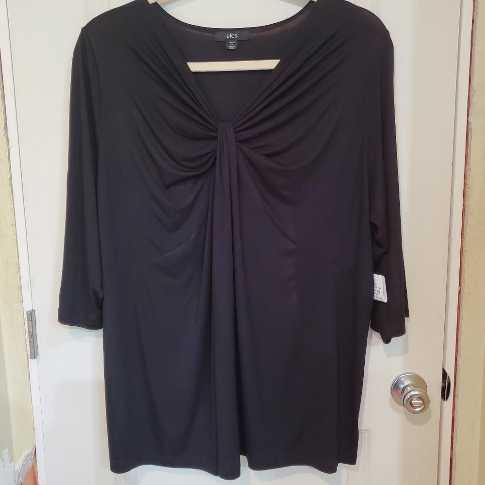 NWOT Ellios Black Twisted Knot Front Tunic